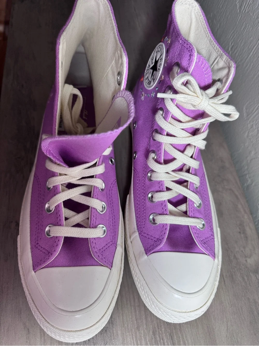 Converse Chuck 70 High Tops “Little Flowers” Grape Fizz Women’s Sz 9.5/Mens 7.5 - Picture 8 of 11